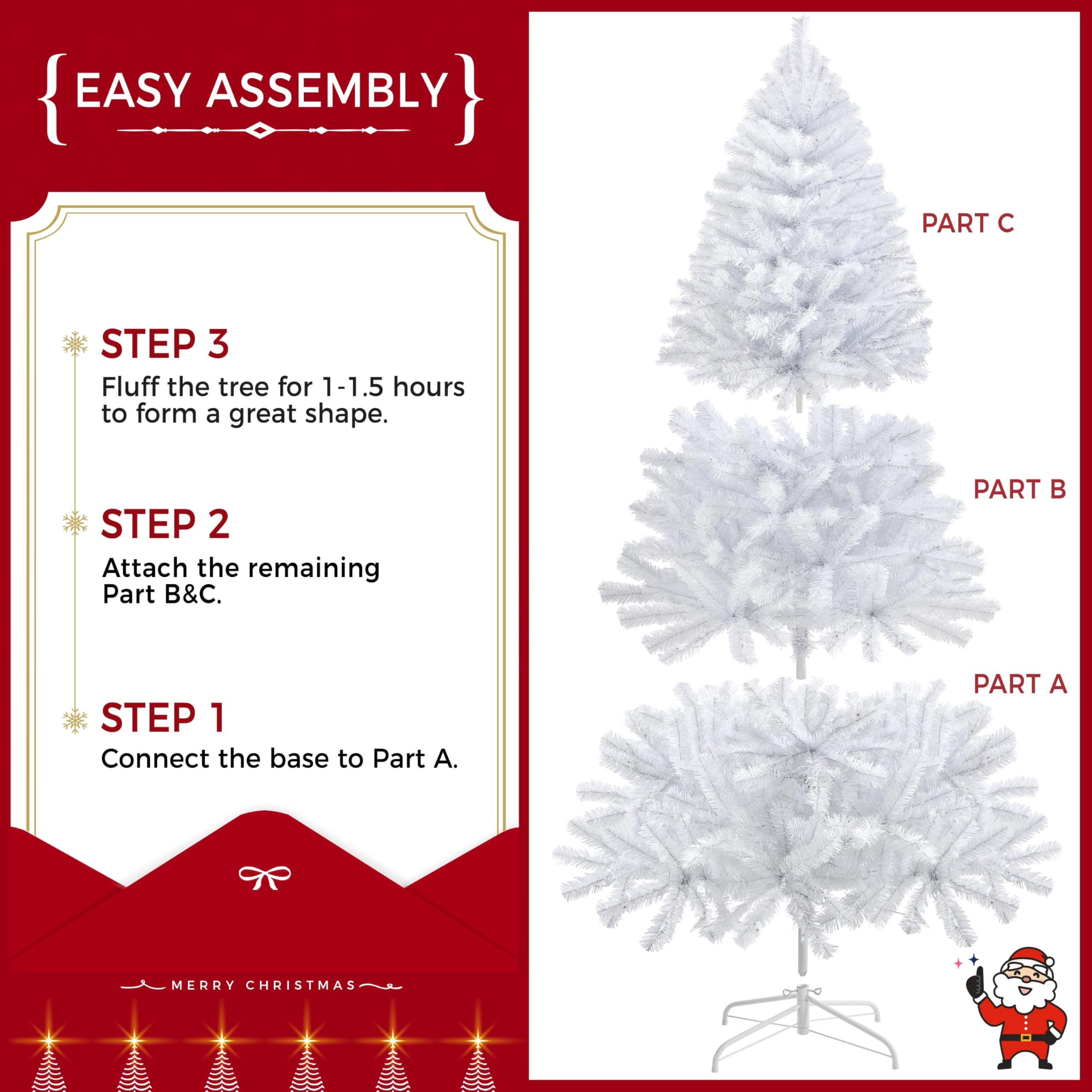 Yaheetech 6ft Pre-lit Spruce Artificial Hinged Christmas Pine Tree Prelighted Holiday Xmas Tree for Home Party Decoration with 3